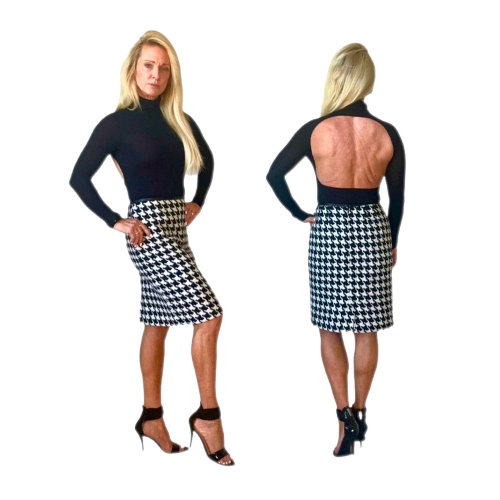 Talbots pencil skirt black & white houndstooth Size 2